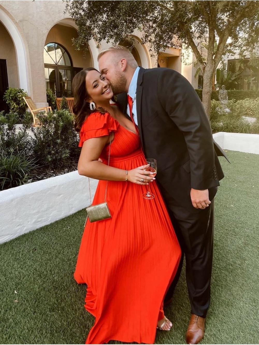 ASOS Red Maxi Dress with Ruffle Sleeves
